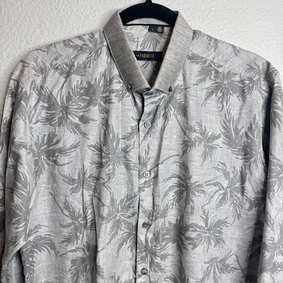 The Paribito Mens Kurta Sz Large Gray Collared Long Sleeve Button Down Shirt - Picture 4 of 11